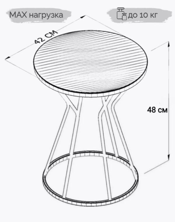Круглый прикроватный столик из стекла макет с размерами