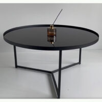 Круглый журнальный черный столик, диаметр 80см